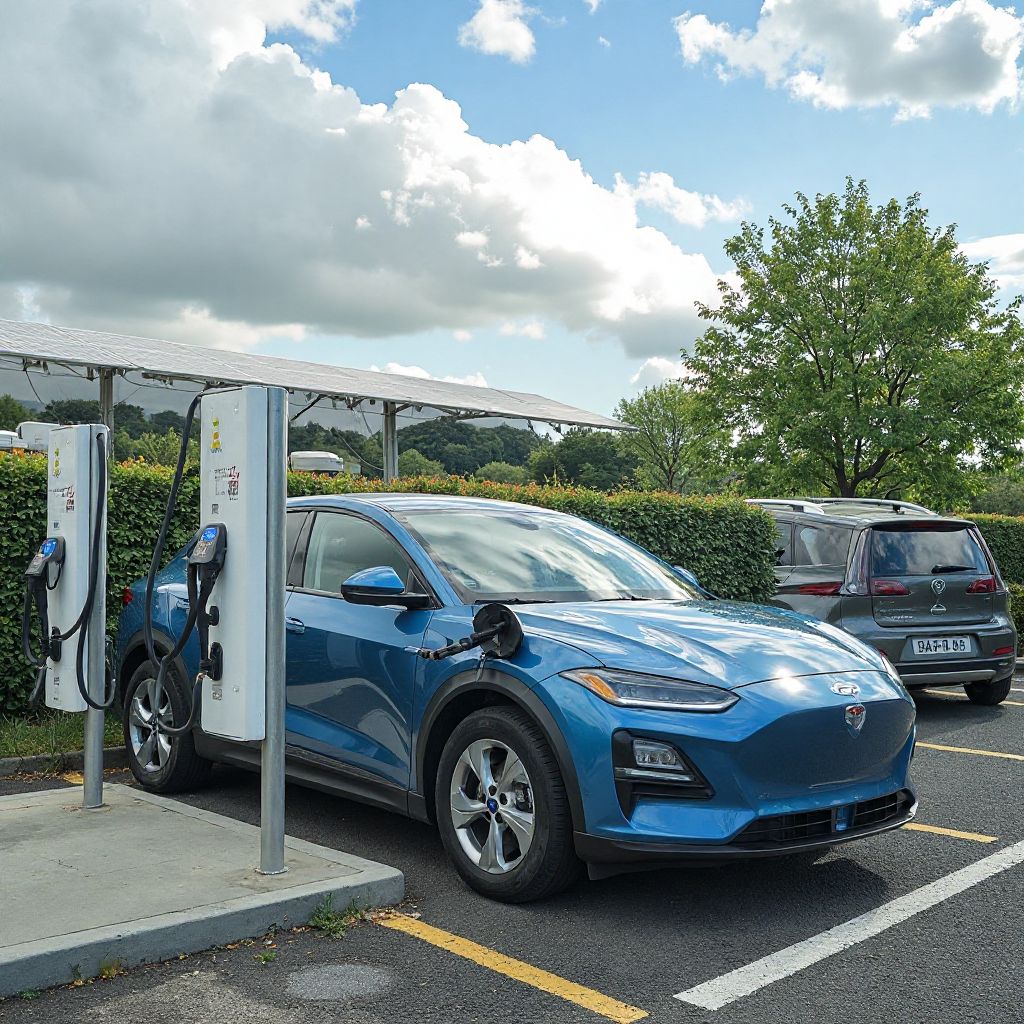 Estación de carga solar en operación