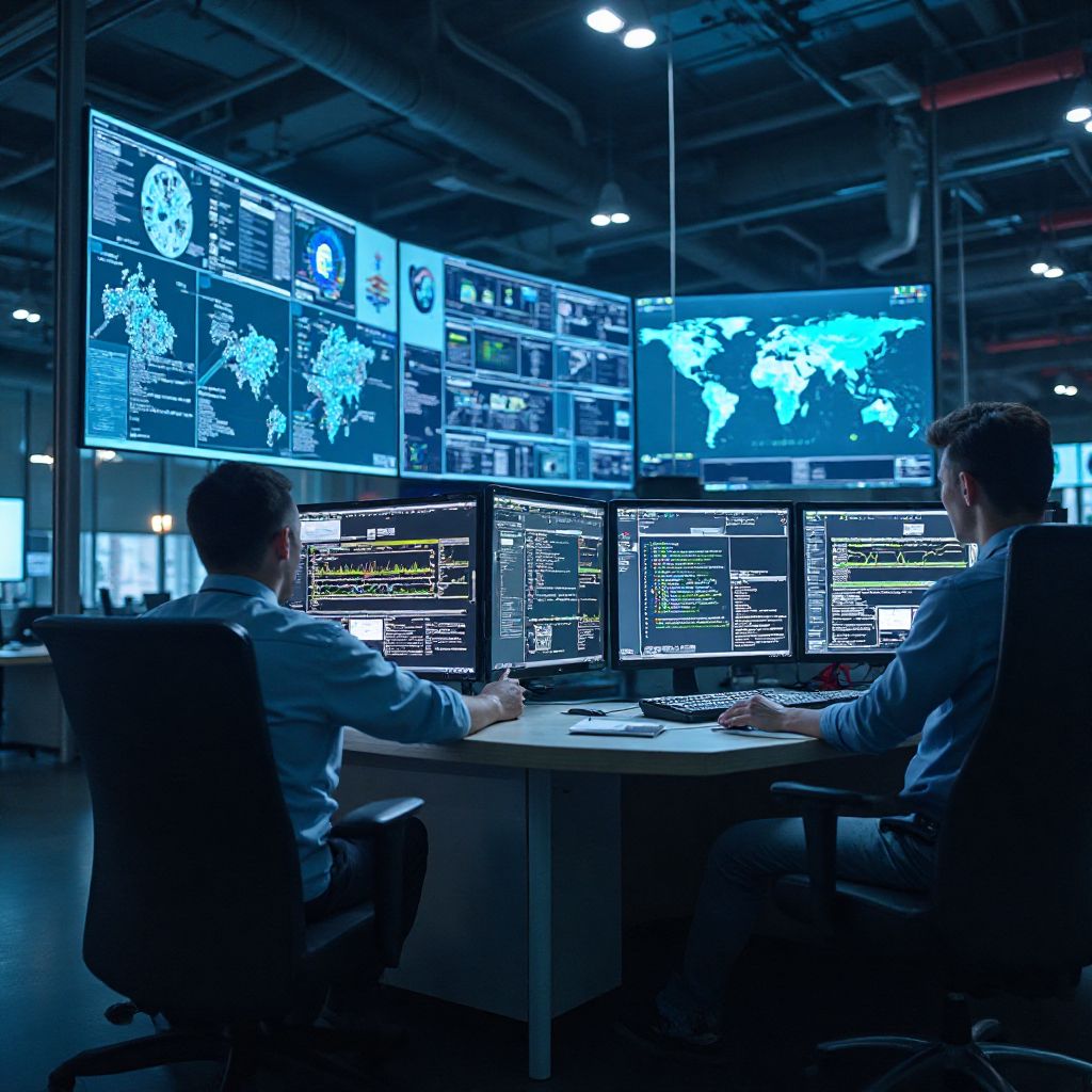 Centro de control monitoreando red de carga